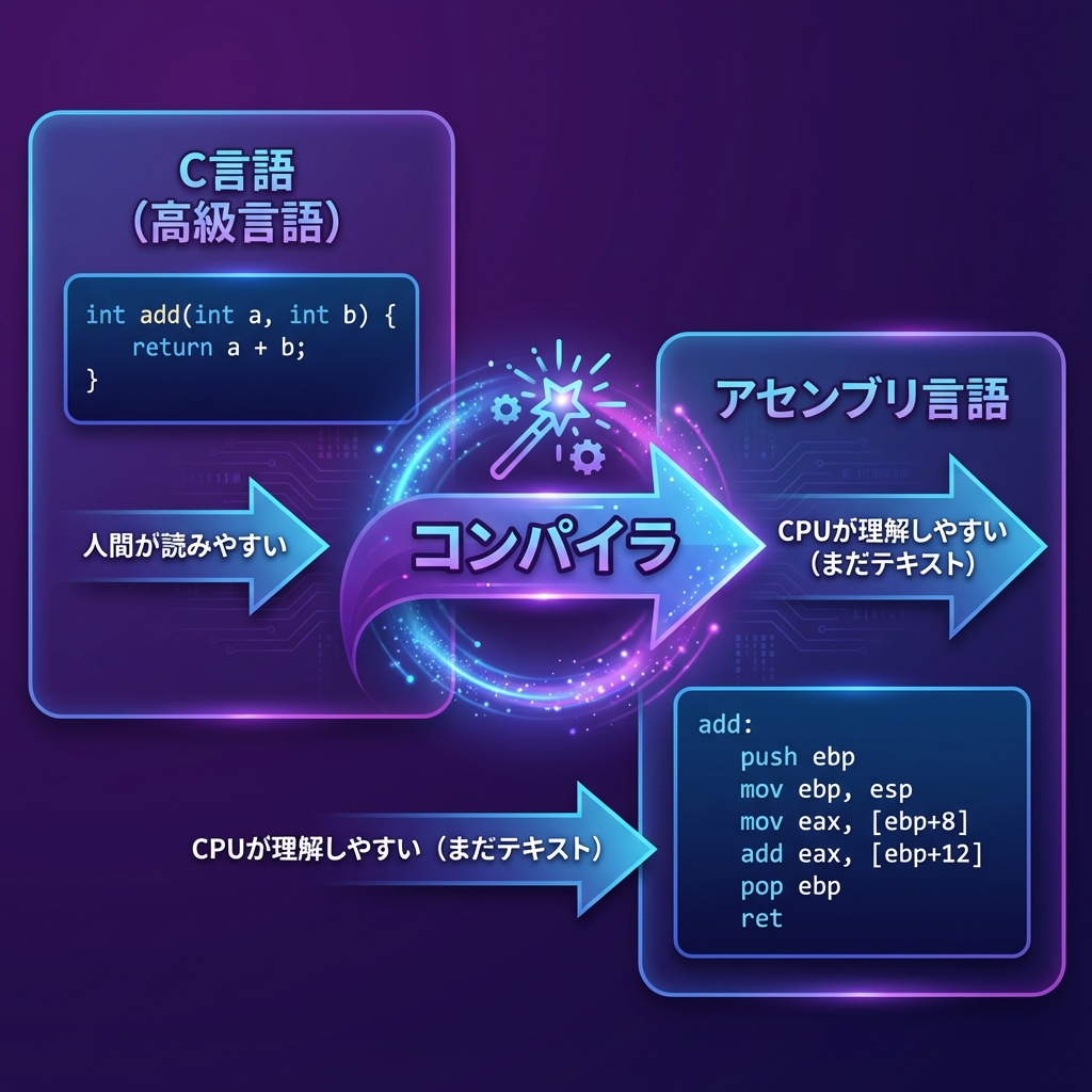 コンパイラの変換プロセス