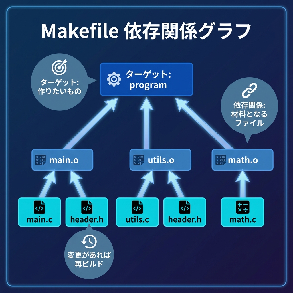 Makefileの依存関係グラフ