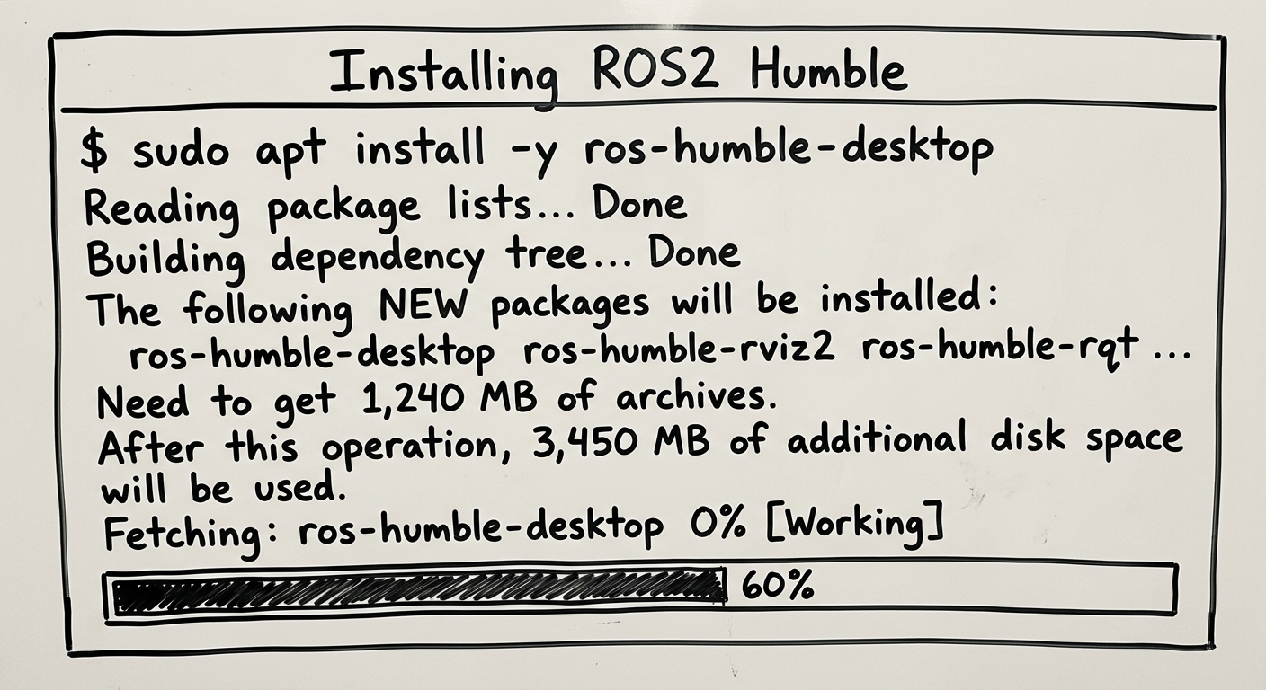 ROS2 Humbleインストール中のターミナル出力