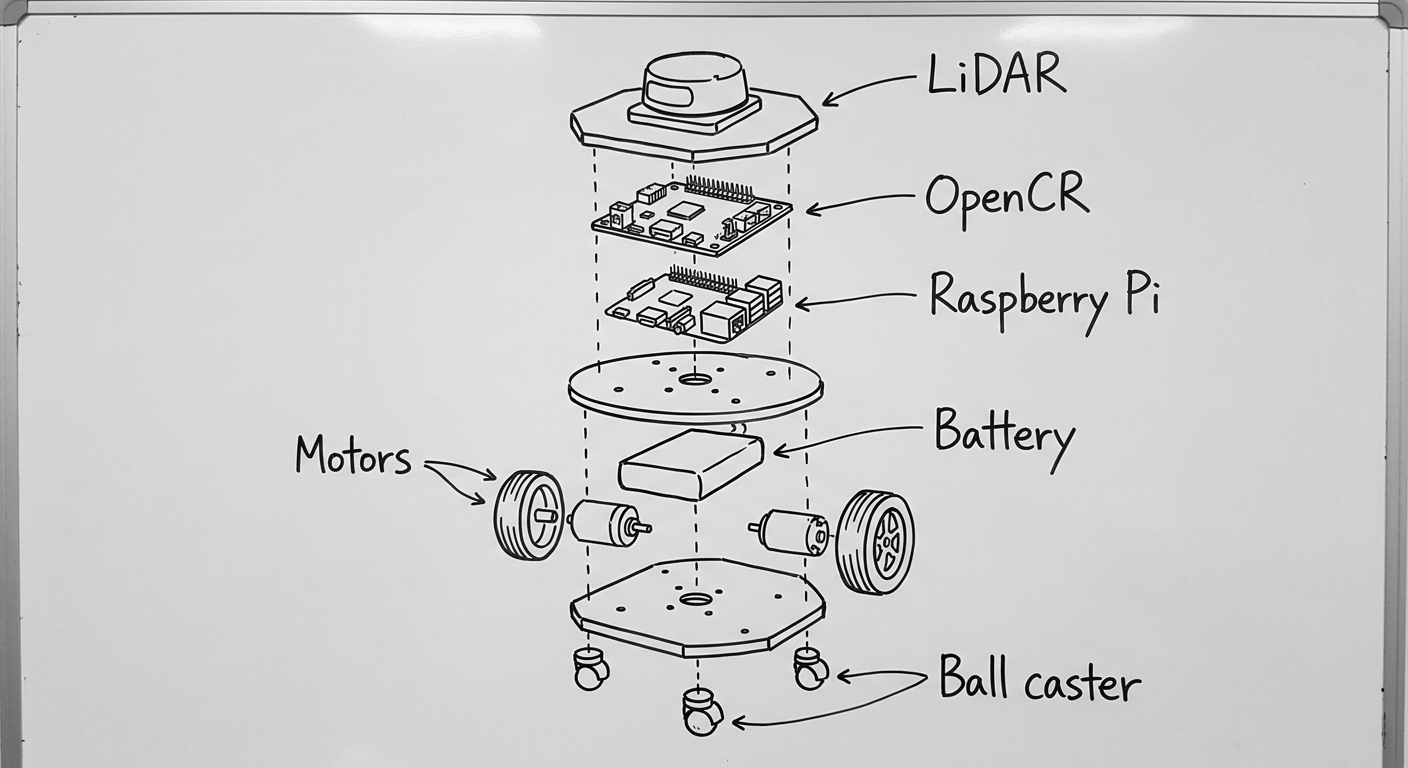 TurtleBot3 Burger ハードウェア構成図