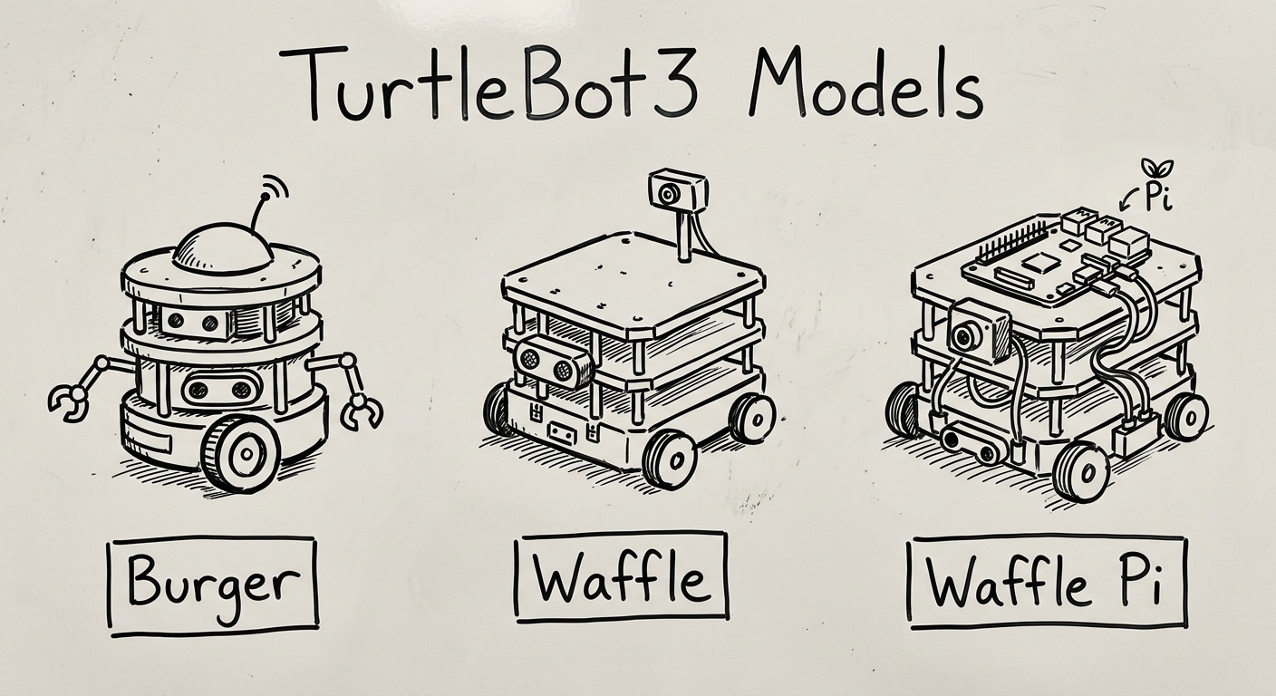 TurtleBot3 BurgerとWaffleモデル