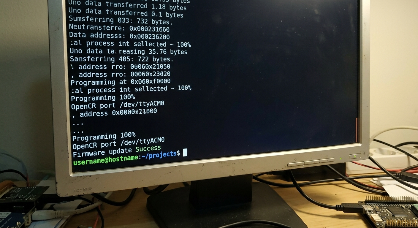 OpenCRファームウェア書き込み完了画面